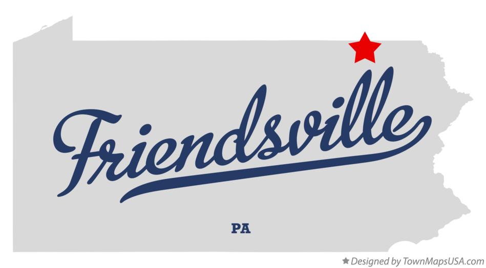 Map of Friendsville Pennsylvania PA