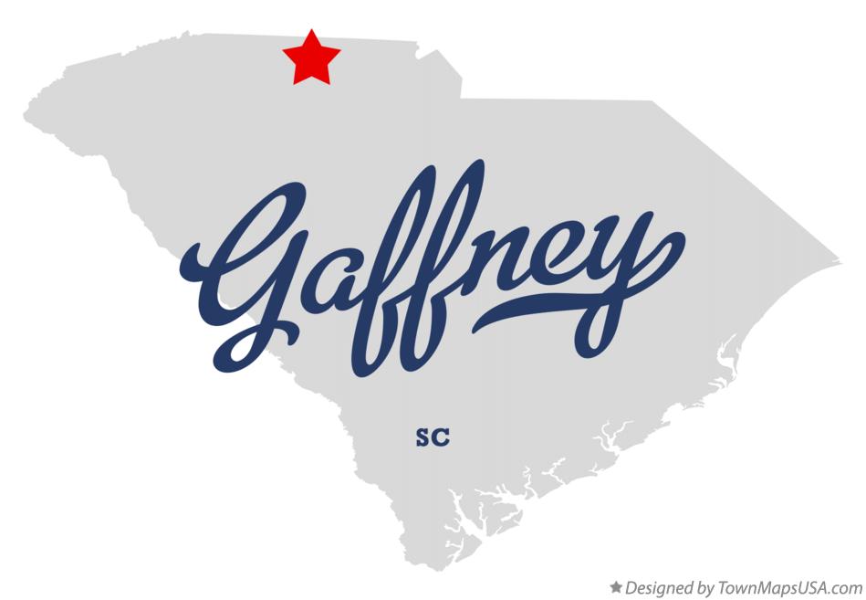 Map of Gaffney South Carolina SC