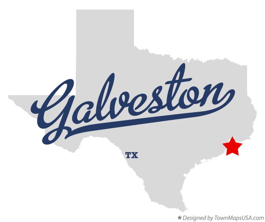 Map of Galveston Texas TX