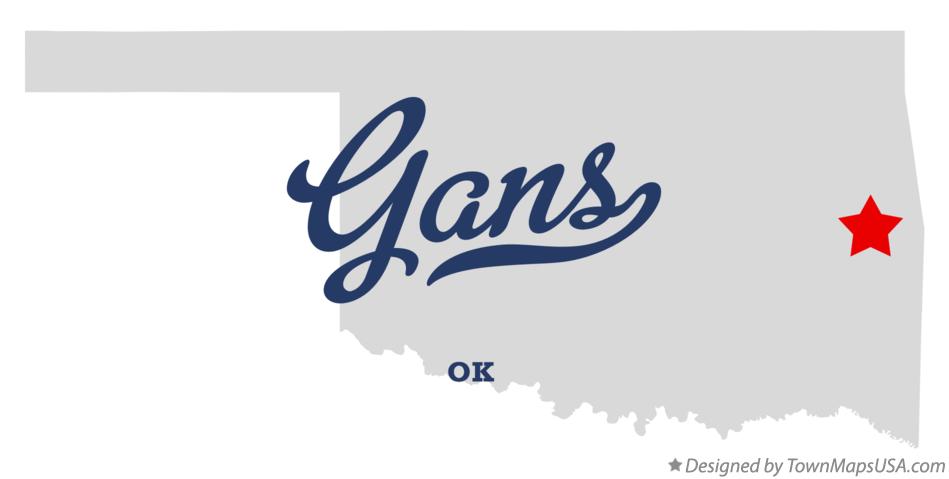 Map of Gans Oklahoma OK