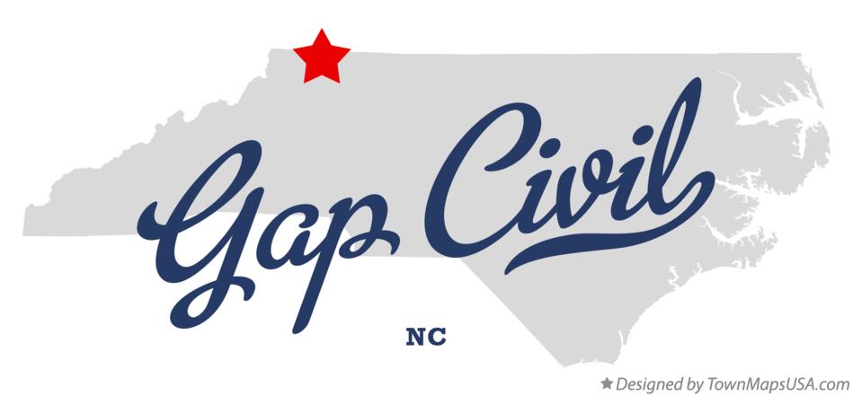 Map of Gap Civil North Carolina NC