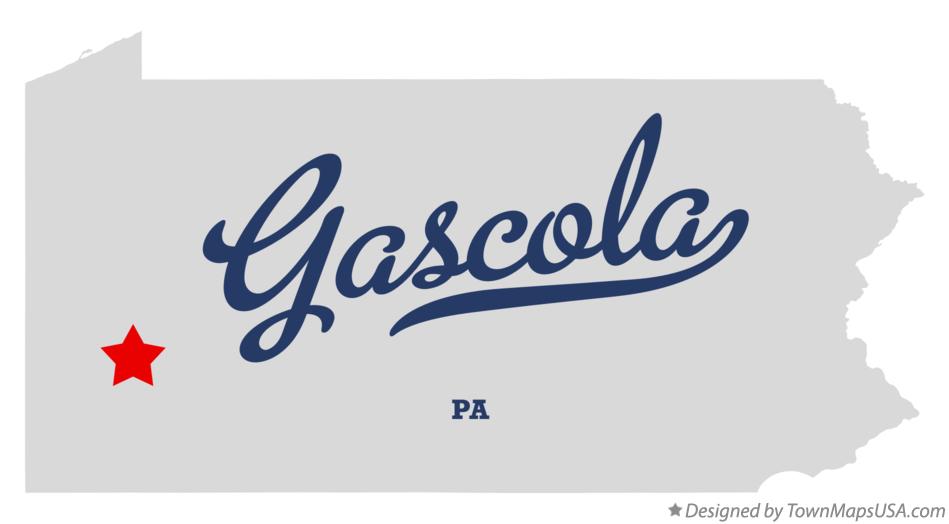 Map of Gascola Pennsylvania PA