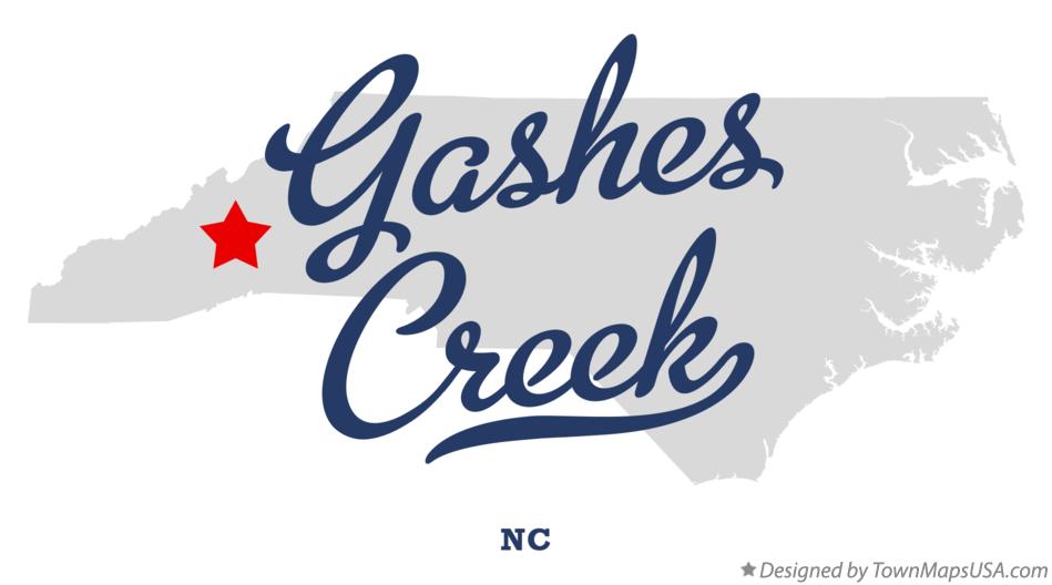 Map of Gashes Creek North Carolina NC