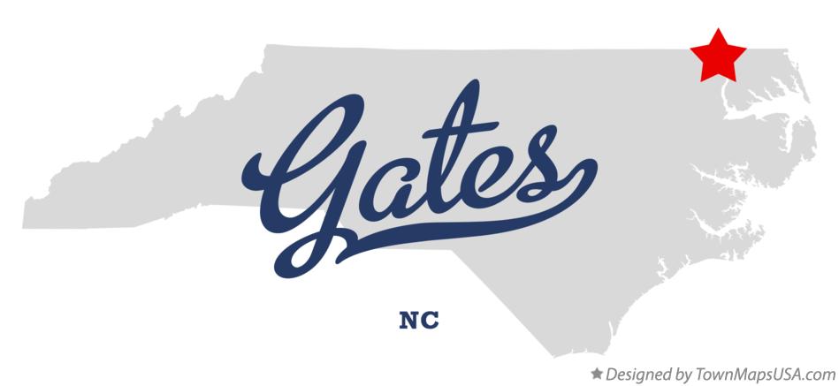 Map of Gates North Carolina NC
