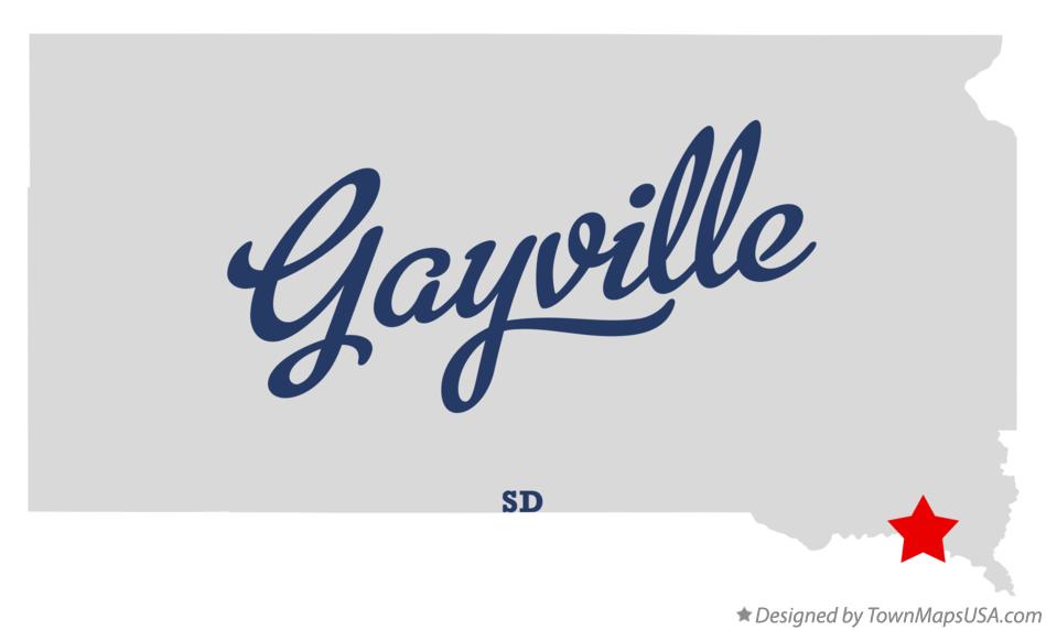Map of Gayville South Dakota SD
