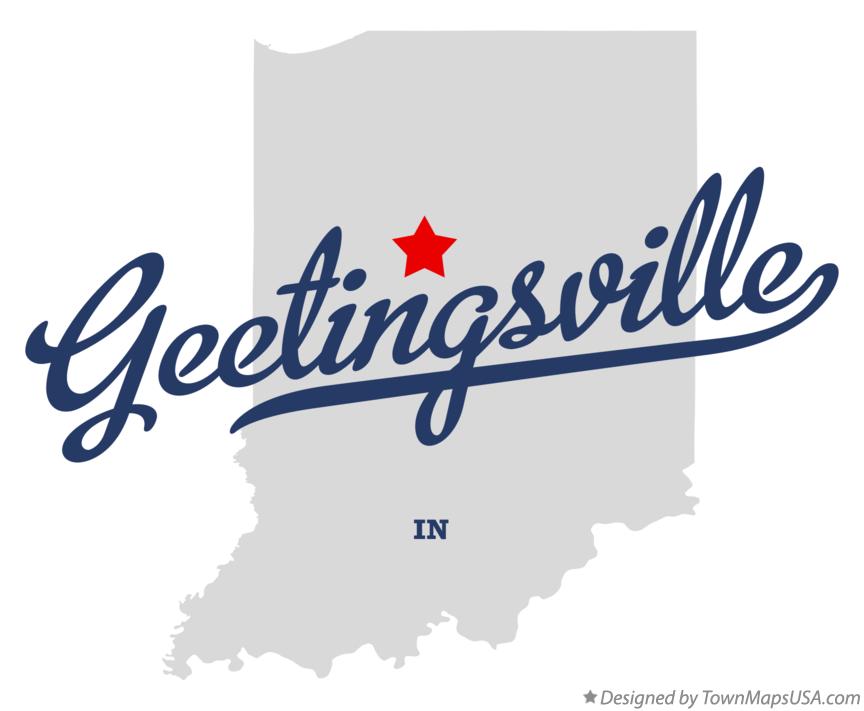 Map of Geetingsville Indiana IN