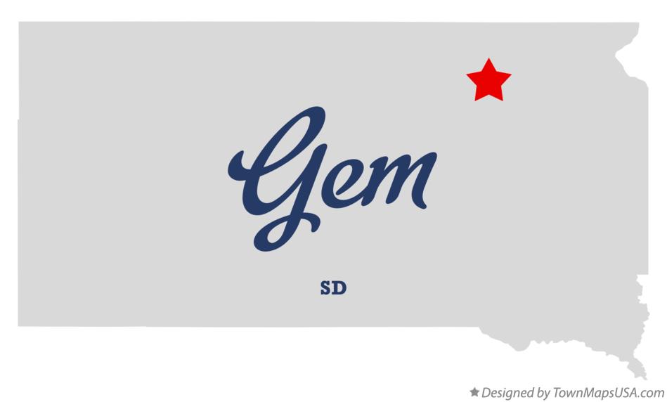 Map of Gem South Dakota SD