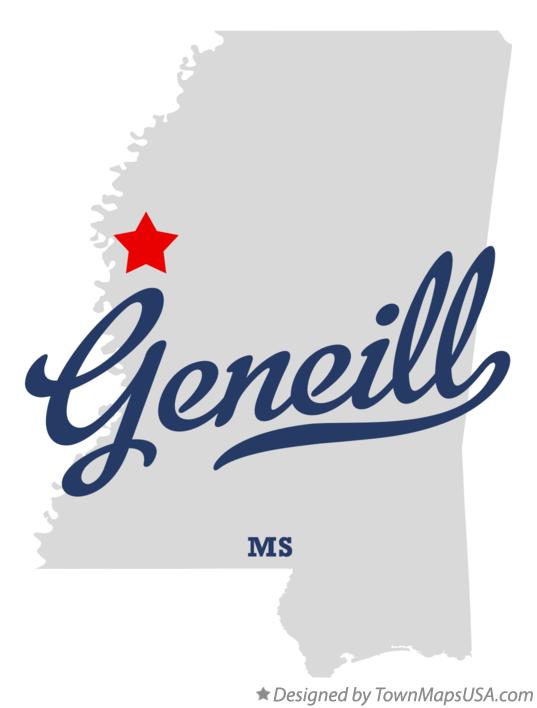Map of Geneill Mississippi MS