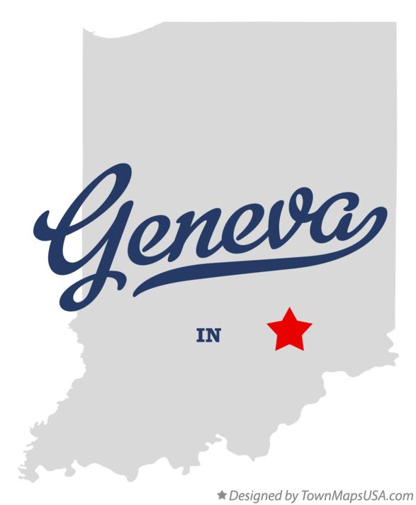 Map of Geneva Indiana IN