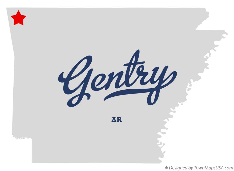 Map of Gentry Arkansas AR