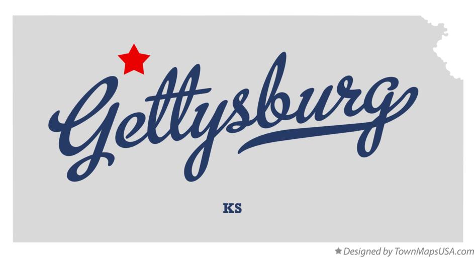 Map of Gettysburg Kansas KS