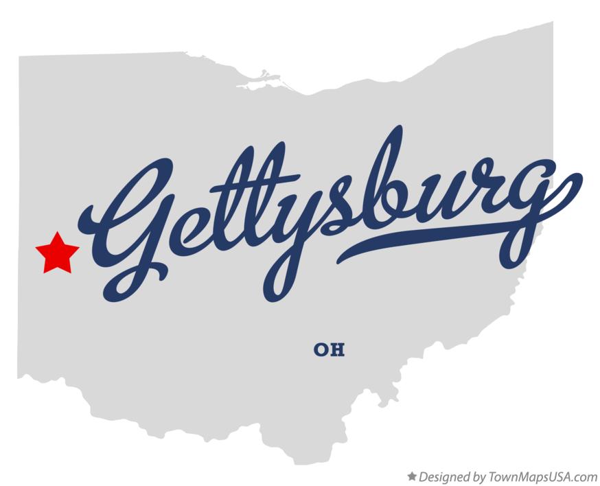 Map of Gettysburg Ohio OH