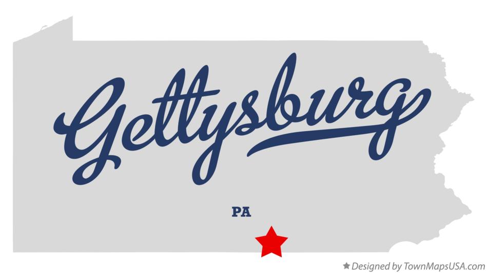 Map of Gettysburg Pennsylvania PA
