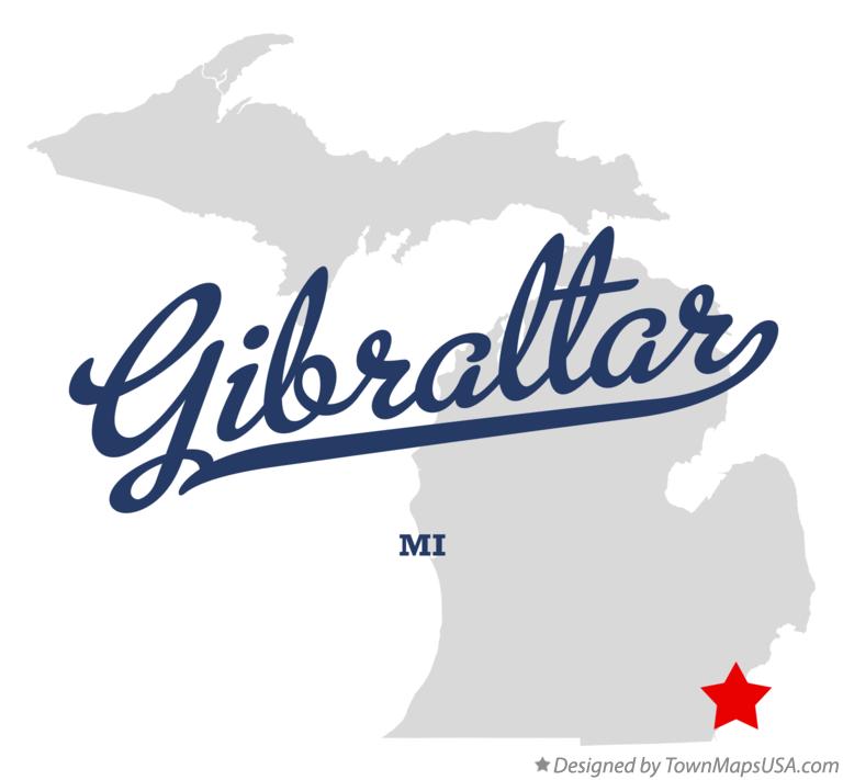 Map of Gibraltar Michigan MI