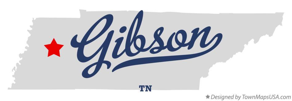 Map of Gibson Tennessee TN