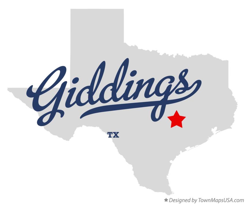 Map of Giddings Texas TX