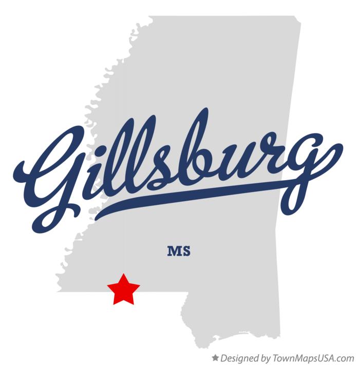 Map of Gillsburg Mississippi MS