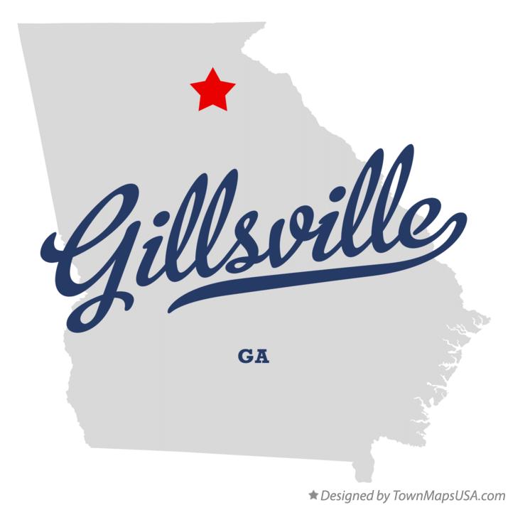 Map of Gillsville Georgia GA