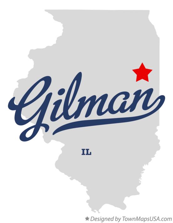 Map of Gilman Illinois IL