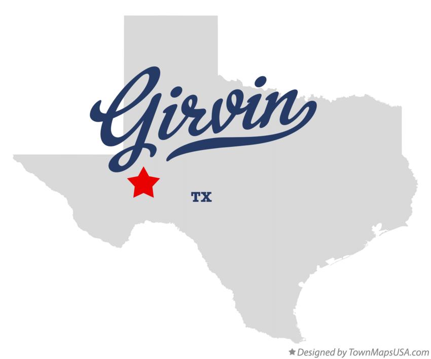 Map of Girvin Texas TX