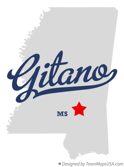 Map of Gitano Mississippi MS