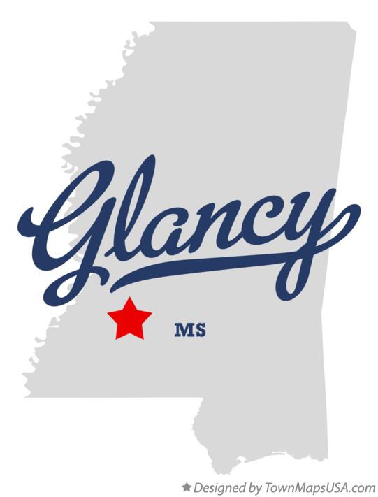 Map of Glancy Mississippi MS