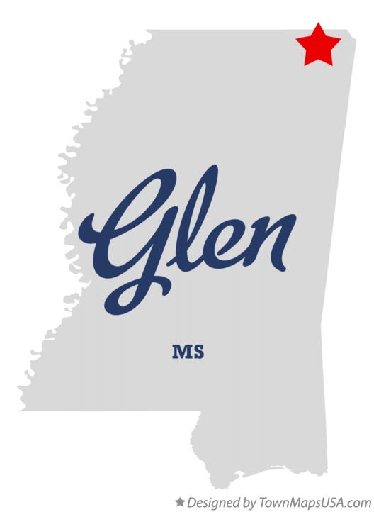 Map of Glen Mississippi MS