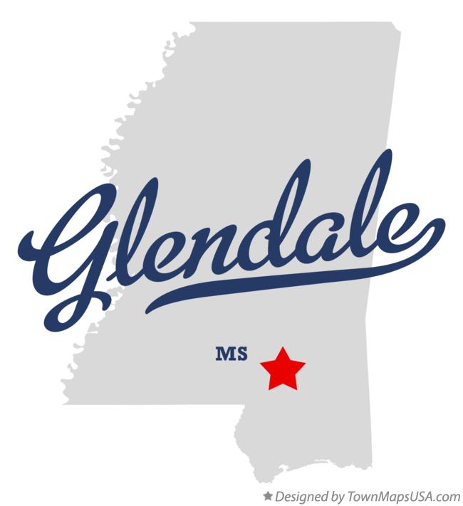 Map of Glendale Mississippi MS