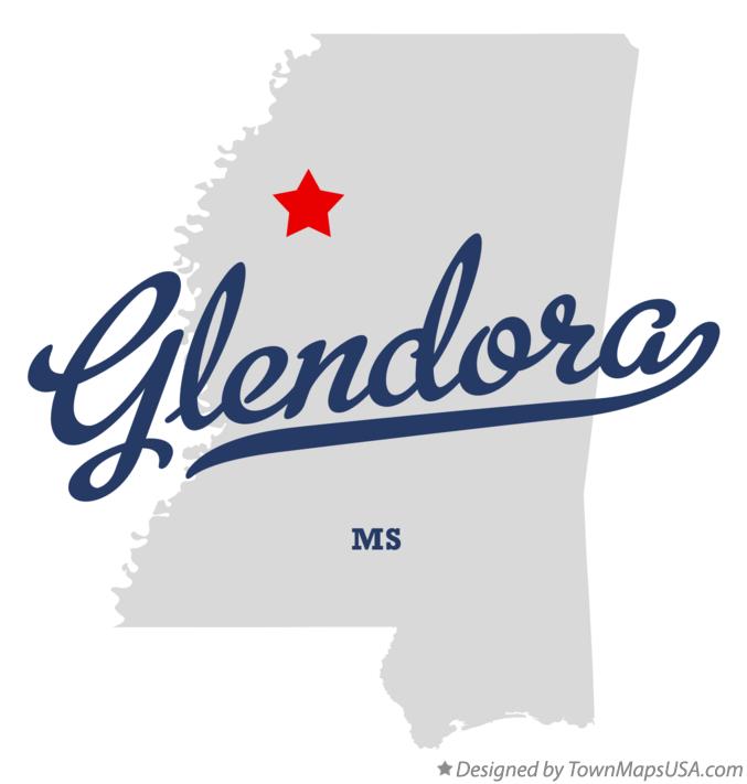 Map of Glendora Mississippi MS