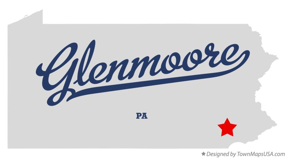 Map of Glenmoore Pennsylvania PA