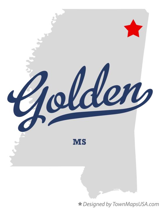 Map of Golden Mississippi MS
