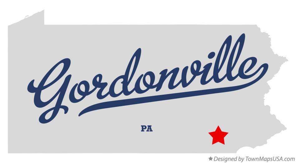 Map of Gordonville Pennsylvania PA