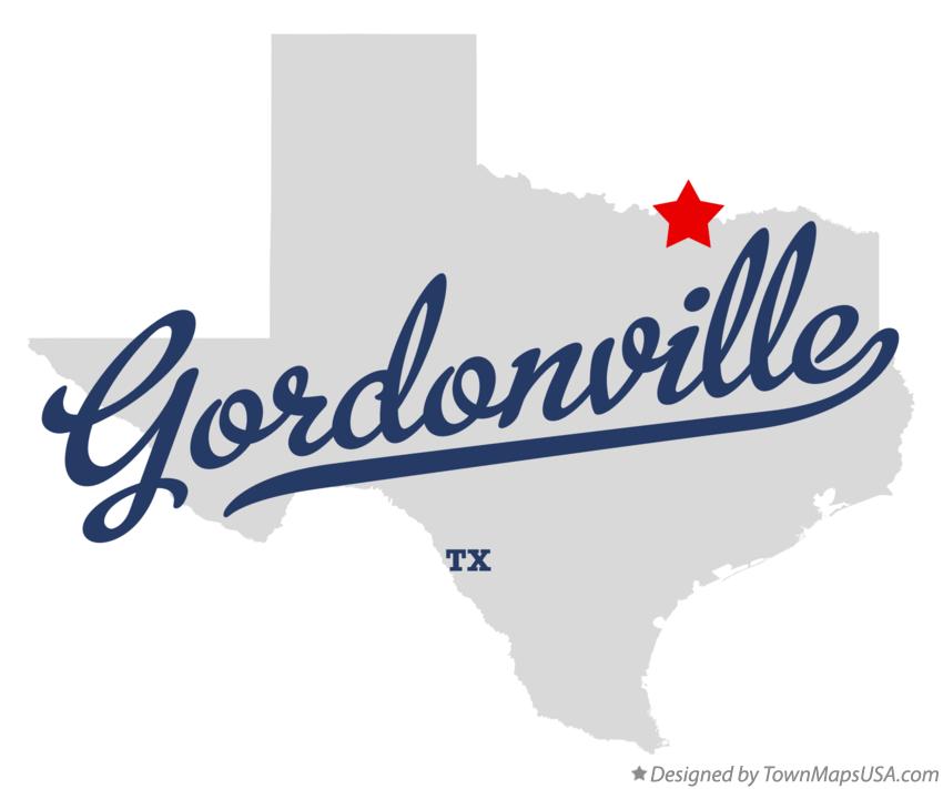 Map of Gordonville Texas TX