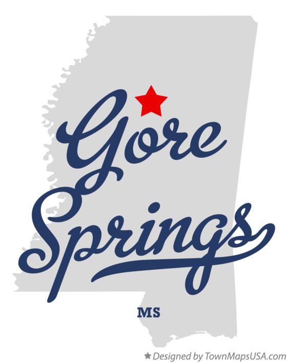 Map of Gore Springs Mississippi MS