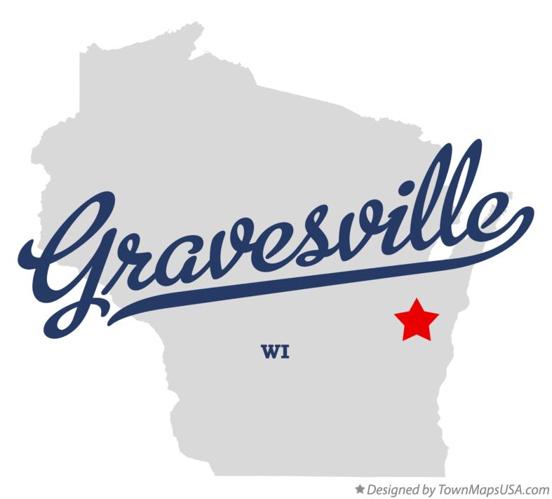 Map of Gravesville Wisconsin WI