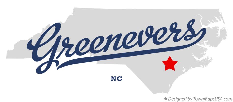 Map of Greenevers North Carolina NC