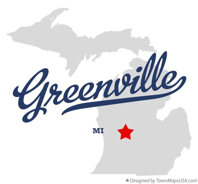 Map of Greenville Michigan MI