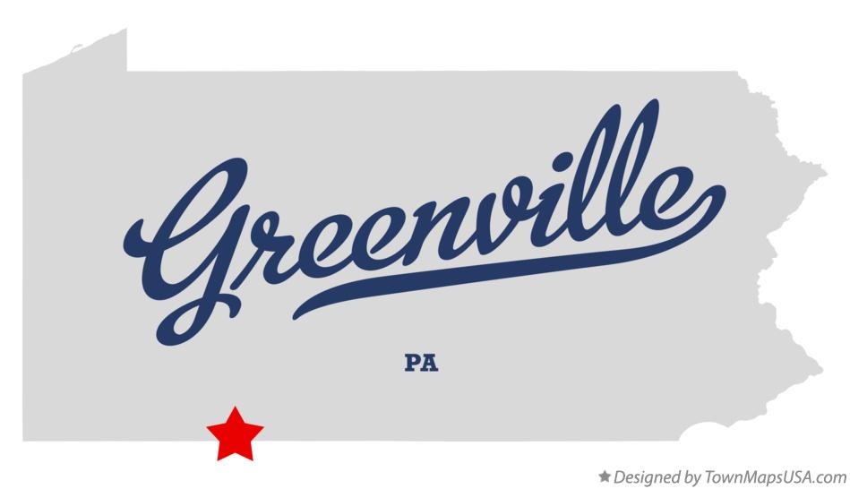 Map of Greenville Pennsylvania PA