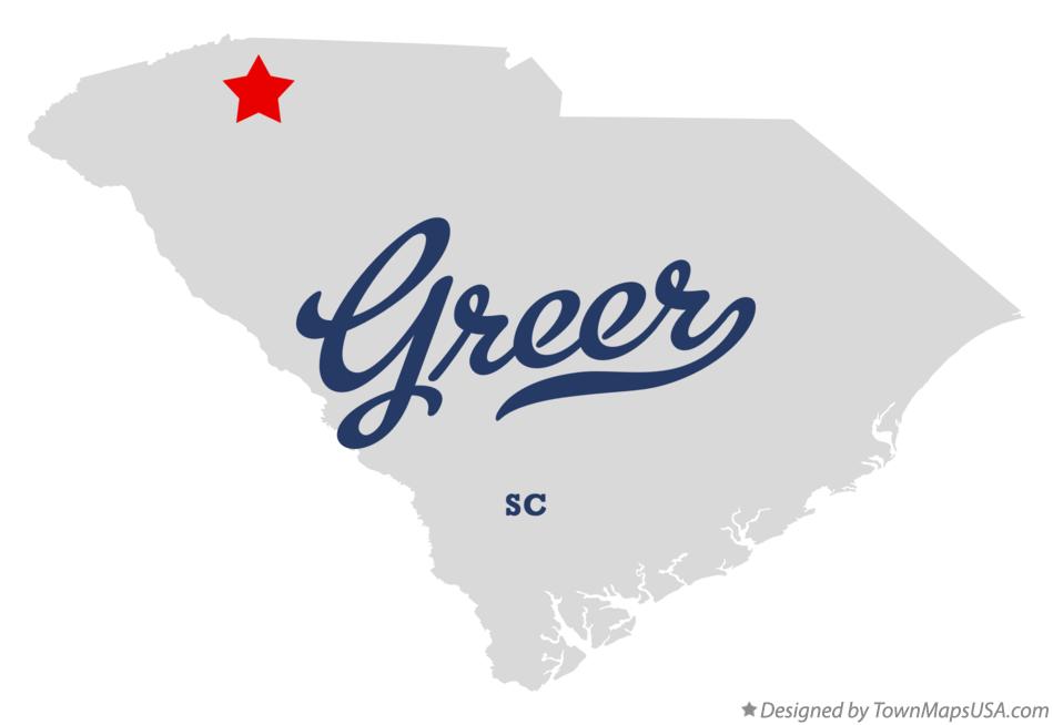 Map of Greer South Carolina SC