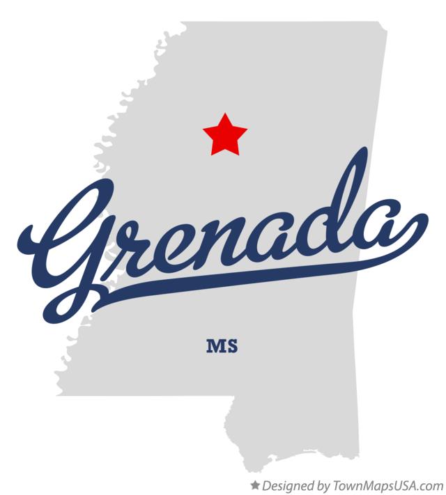 Map of Grenada Mississippi MS