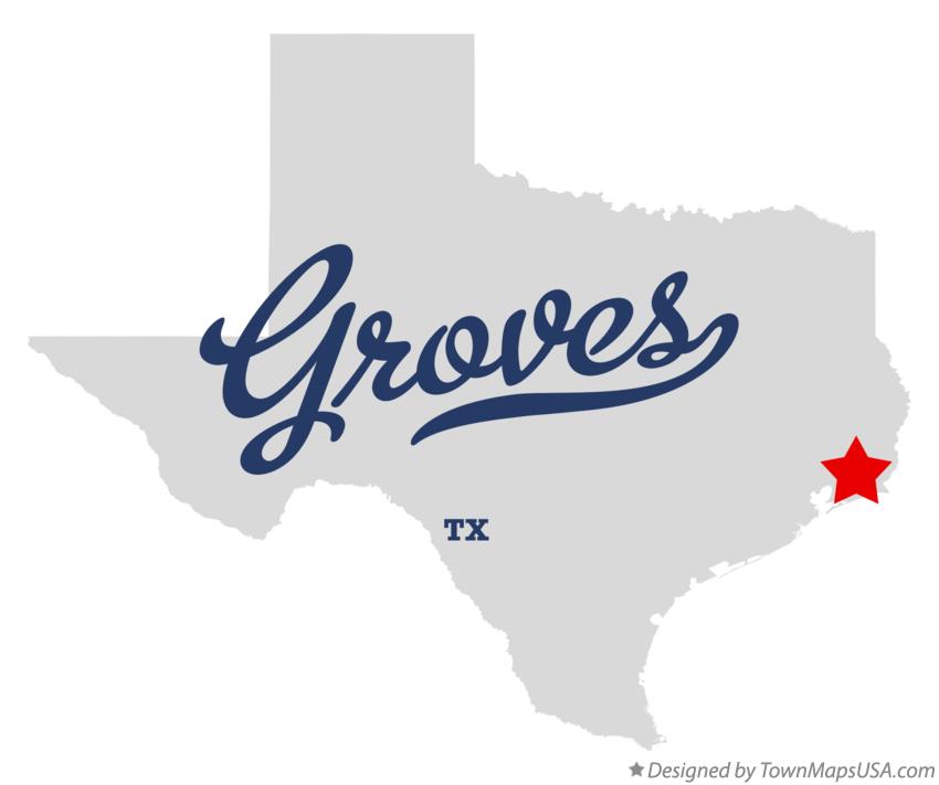 Map of Groves Texas TX