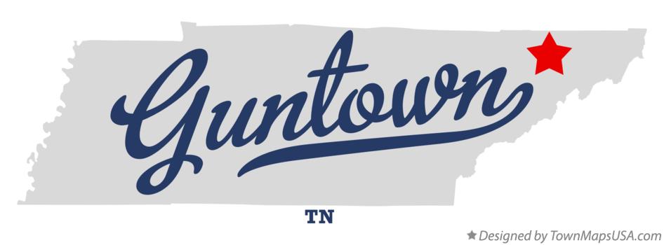 Map of Guntown Tennessee TN