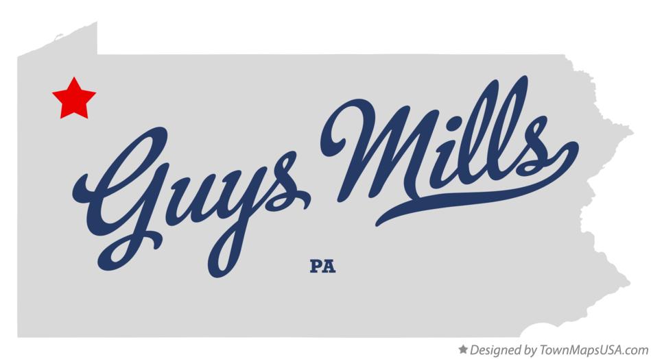 Map of Guys Mills Pennsylvania PA