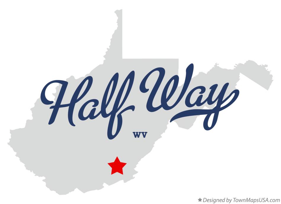 Map of Half Way West Virginia WV