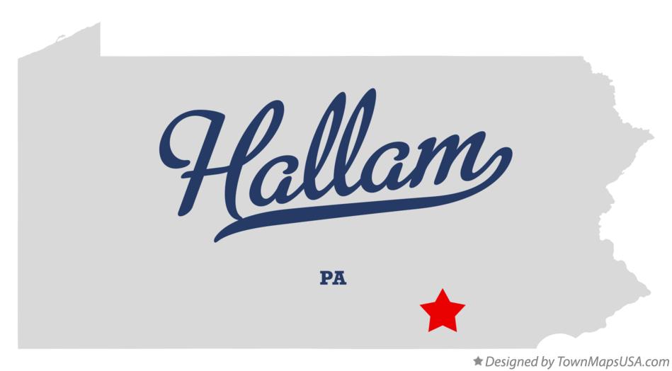 Map of Hallam Pennsylvania PA