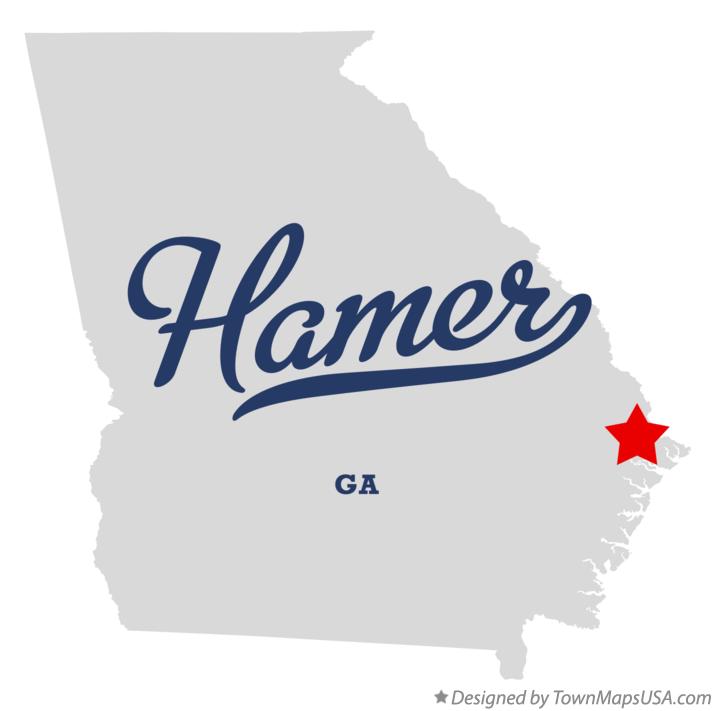 Map of Hamer Georgia GA