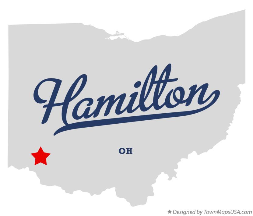 Map of Hamilton Ohio OH