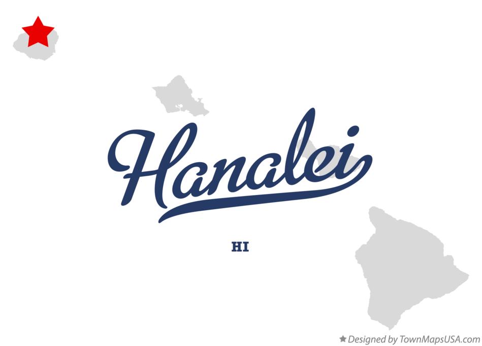 Map of Hanalei Hawaii HI
