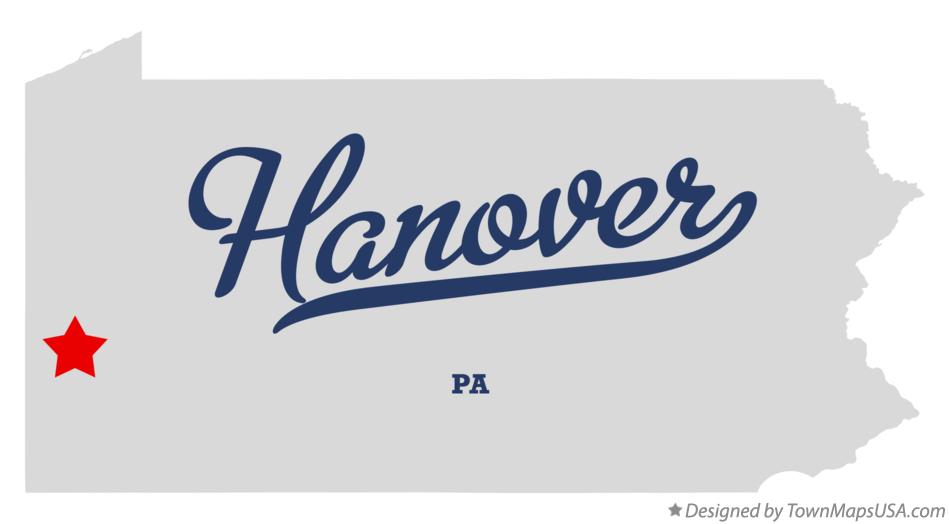 Map of Hanover Pennsylvania PA