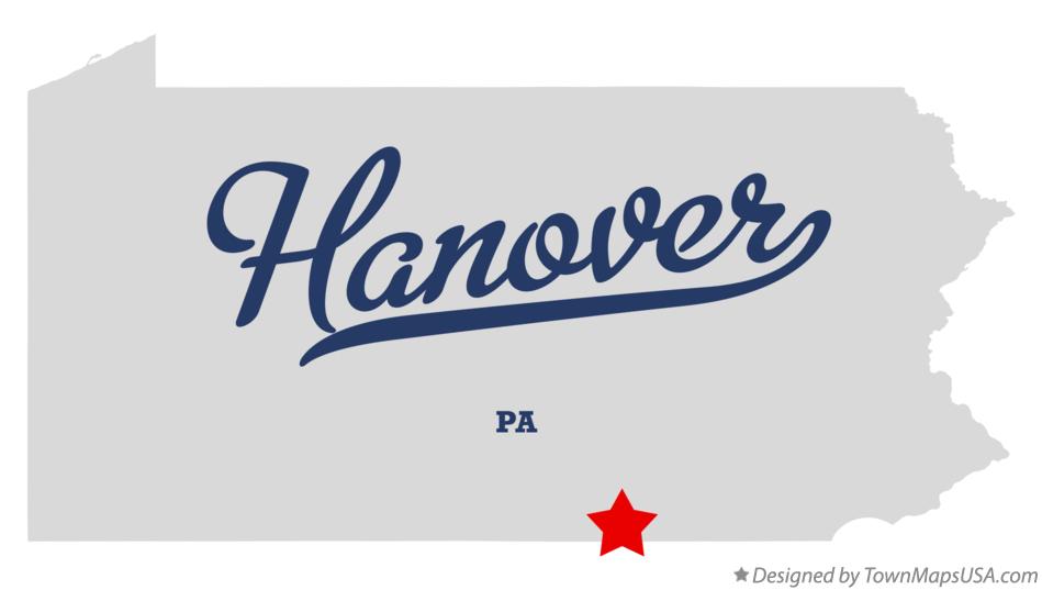 Map of Hanover Pennsylvania PA